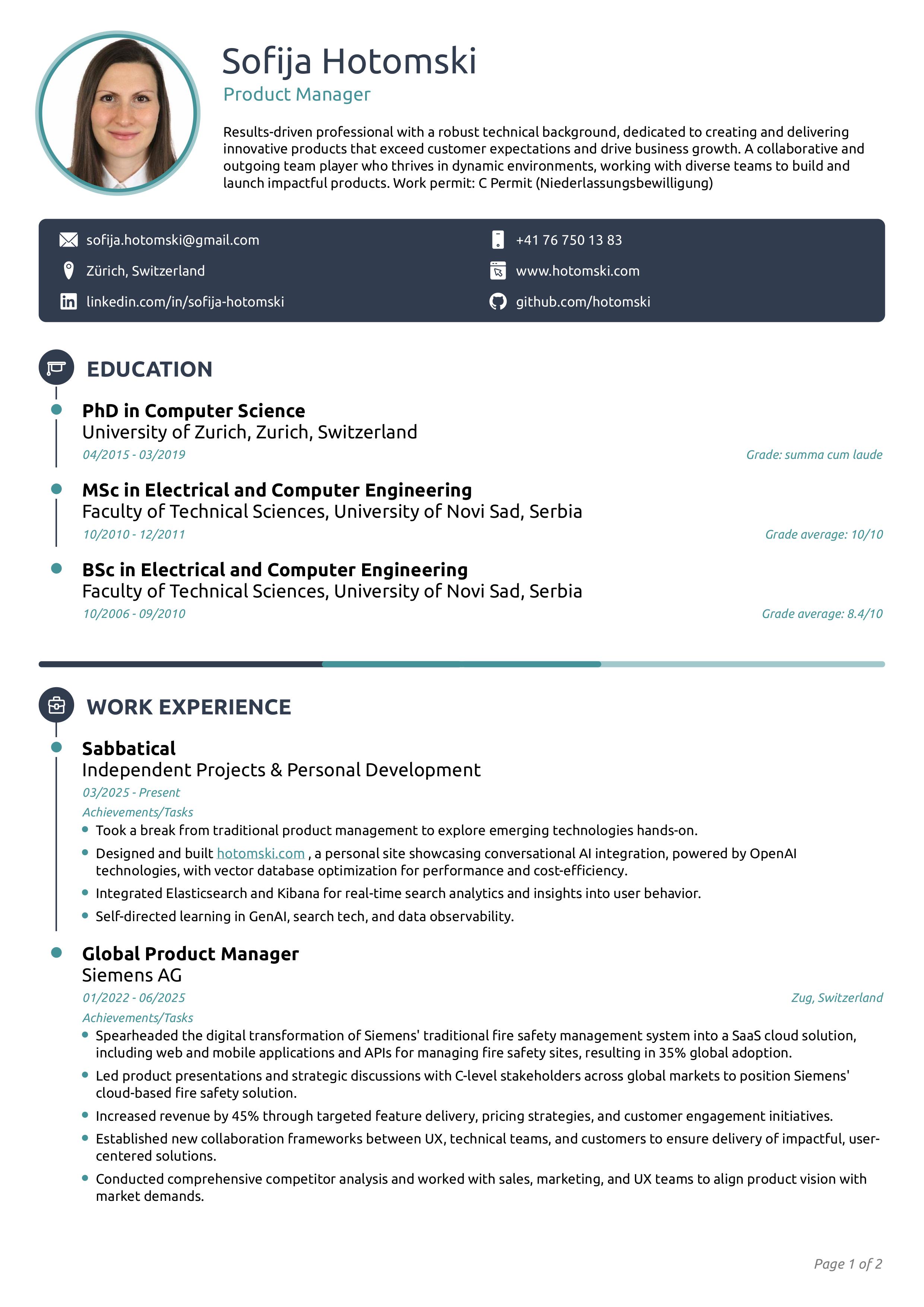 CV Page 1